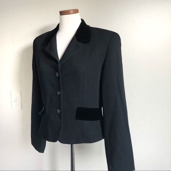 Vintage 80’s Burberry Black Blazer Pants Set 100% Wool - Picture 2 of 10